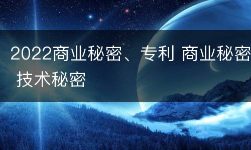 2022商业秘密、专利 商业秘密 技术秘密