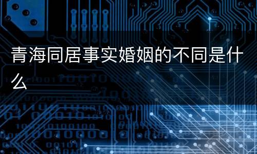 青海同居事实婚姻的不同是什么