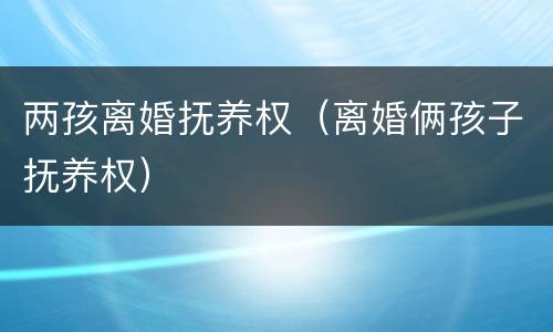 两孩离婚抚养权（离婚俩孩子抚养权）