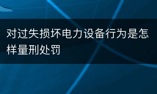 对过失损坏电力设备行为是怎样量刑处罚