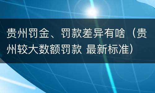 贵州罚金、罚款差异有啥（贵州较大数额罚款 最新标准）