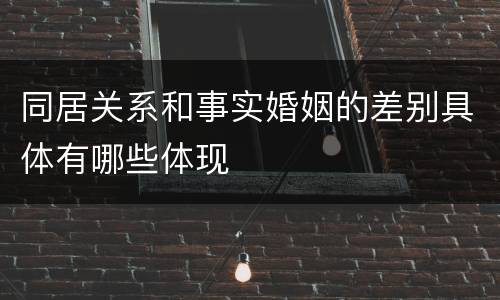 同居关系和事实婚姻的差别具体有哪些体现