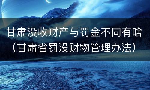 甘肃没收财产与罚金不同有啥（甘肃省罚没财物管理办法）