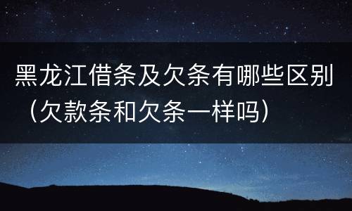 黑龙江借条及欠条有哪些区别（欠款条和欠条一样吗）