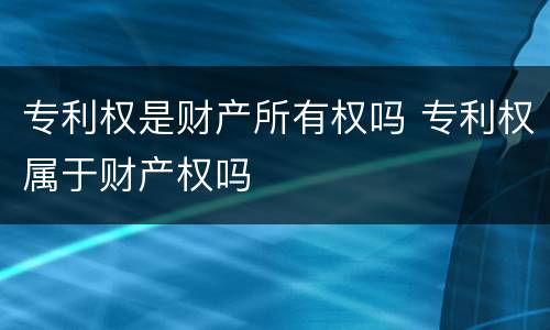 专利权是财产所有权吗 专利权属于财产权吗