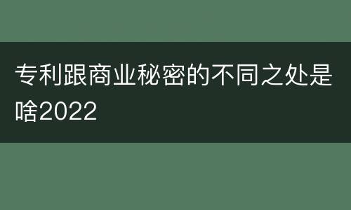 专利跟商业秘密的不同之处是啥2022