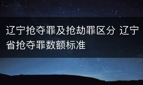 辽宁抢夺罪及抢劫罪区分 辽宁省抢夺罪数额标准