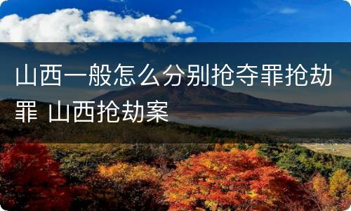 山西一般怎么分别抢夺罪抢劫罪 山西抢劫案