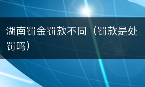 湖南罚金罚款不同（罚款是处罚吗）