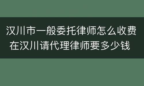 汉川市一般委托律师怎么收费 在汉川请代理律师要多少钱
