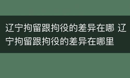 辽宁拘留跟拘役的差异在哪 辽宁拘留跟拘役的差异在哪里