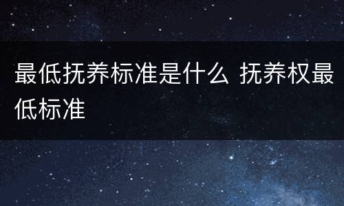 最低抚养标准是什么 抚养权最低标准