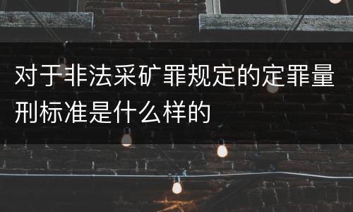 对于非法采矿罪规定的定罪量刑标准是什么样的
