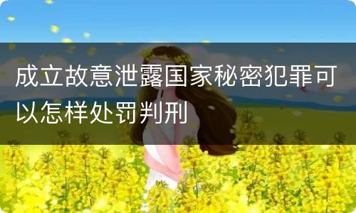 成立故意泄露国家秘密犯罪可以怎样处罚判刑