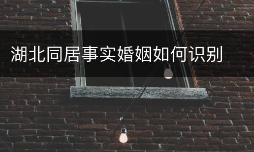 湖北同居事实婚姻如何识别