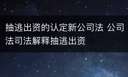 抽逃出资的认定新公司法 公司法司法解释抽逃出资