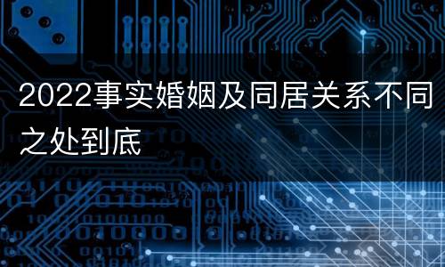 2022事实婚姻及同居关系不同之处到底