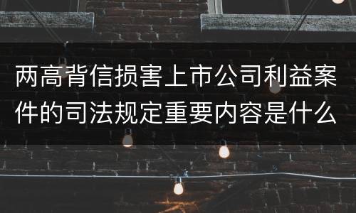 两高背信损害上市公司利益案件的司法规定重要内容是什么