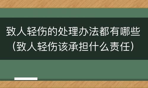 致人轻伤的处理办法都有哪些（致人轻伤该承担什么责任）