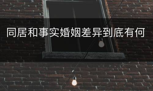 同居和事实婚姻差异到底有何