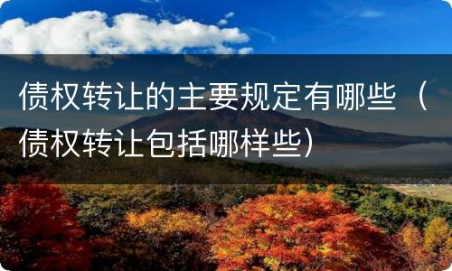 债权转让的主要规定有哪些（债权转让包括哪样些）