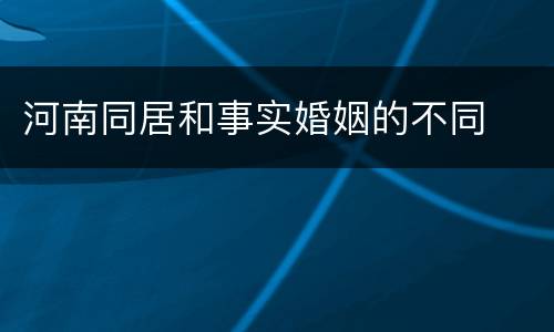 河南同居和事实婚姻的不同