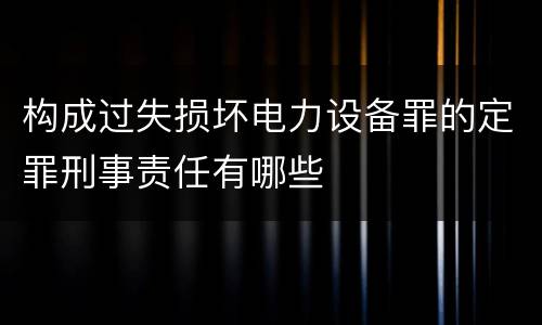 构成过失损坏电力设备罪的定罪刑事责任有哪些