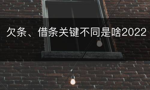 欠条、借条关键不同是啥2022