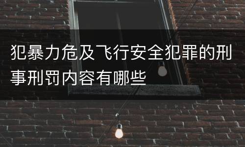 犯暴力危及飞行安全犯罪的刑事刑罚内容有哪些