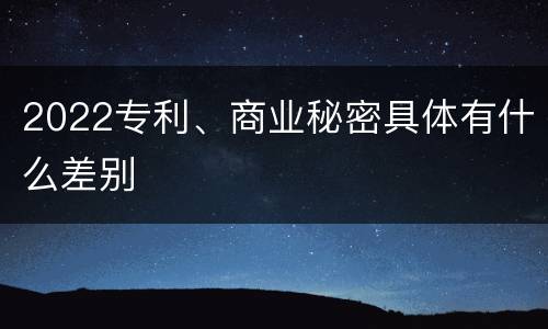 2022专利、商业秘密具体有什么差别