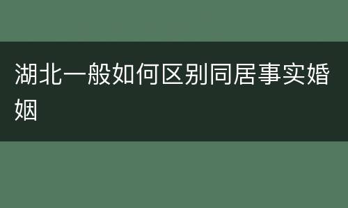 湖北一般如何区别同居事实婚姻