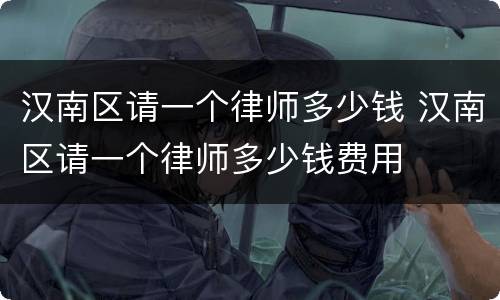 汉南区请一个律师多少钱 汉南区请一个律师多少钱费用