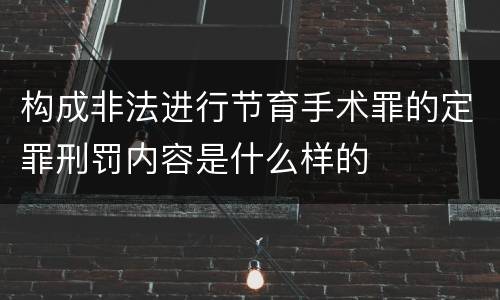 构成非法进行节育手术罪的定罪刑罚内容是什么样的