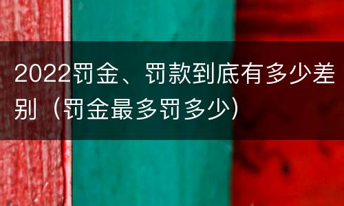 2022罚金、罚款到底有多少差别（罚金最多罚多少）