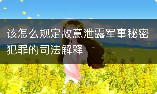 该怎么规定故意泄露军事秘密犯罪的司法解释