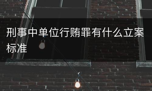 刑事中单位行贿罪有什么立案标准