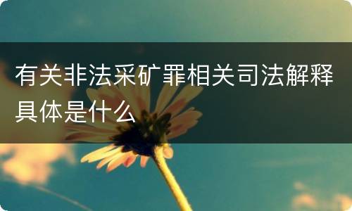 有关非法采矿罪相关司法解释具体是什么