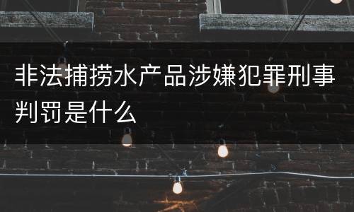 非法捕捞水产品涉嫌犯罪刑事判罚是什么