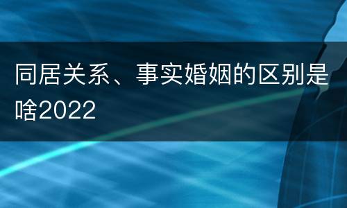 同居关系、事实婚姻的区别是啥2022
