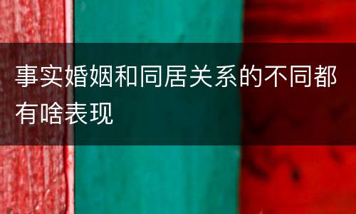 事实婚姻和同居关系的不同都有啥表现