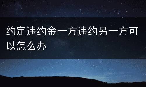 约定违约金一方违约另一方可以怎么办