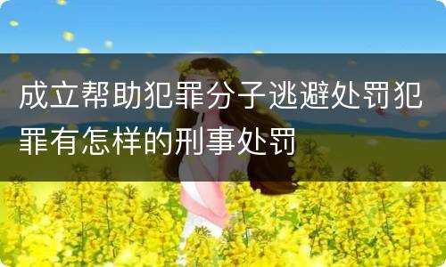成立帮助犯罪分子逃避处罚犯罪有怎样的刑事处罚