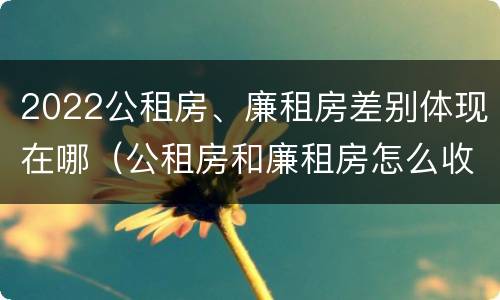 2022公租房、廉租房差别体现在哪（公租房和廉租房怎么收费）