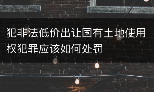 犯非法低价出让国有土地使用权犯罪应该如何处罚