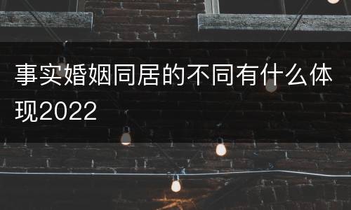 事实婚姻同居的不同有什么体现2022