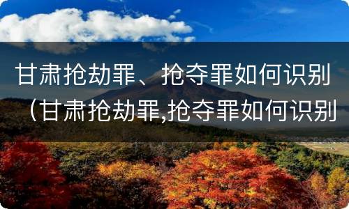 甘肃抢劫罪、抢夺罪如何识别（甘肃抢劫罪,抢夺罪如何识别认定）