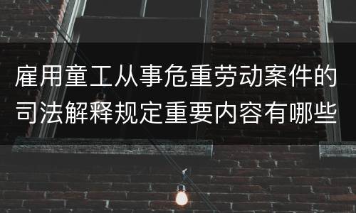 雇用童工从事危重劳动案件的司法解释规定重要内容有哪些