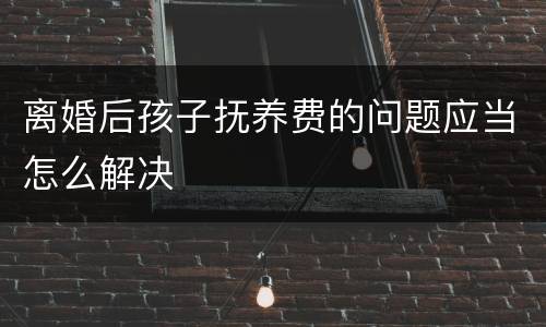 离婚后孩子抚养费的问题应当怎么解决
