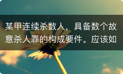 某甲连续杀数人，具备数个故意杀人罪的构成要件。应该如何定罪量刑