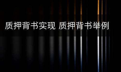 质押背书实现 质押背书举例